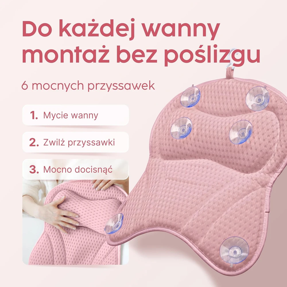 Vesta+ vonios pagalvė XXL su 6 siurbtukais ir 8 cm galvos atrama BK-L
