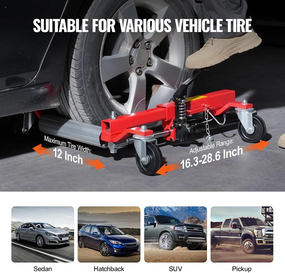 VEVOR hidraulinis ratų vežimėlis automobiliui, 680 kg, 360° ratukai, MR8016-1