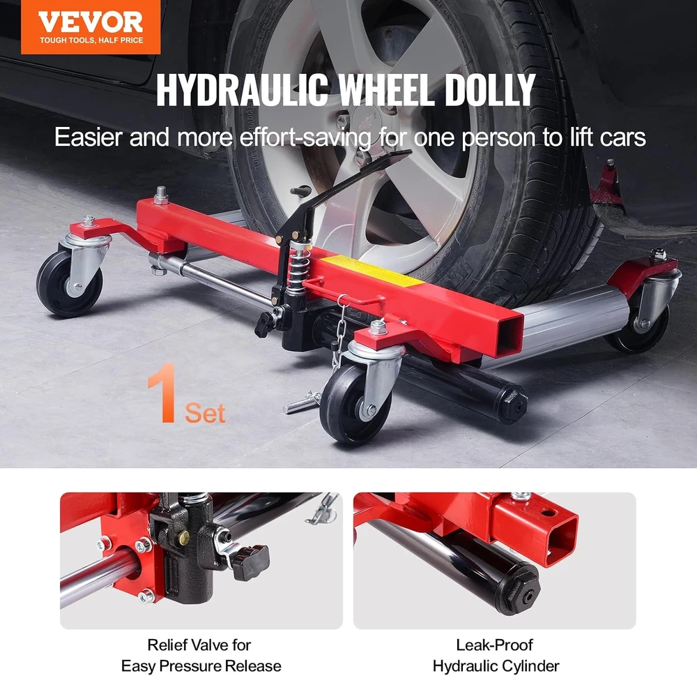 VEVOR hidraulinis ratų vežimėlis automobiliui, 680 kg, 360° ratukai, MR8016-1