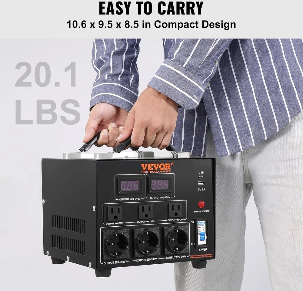 VEVOR 3000VA įtampos keitiklis 220V-110V