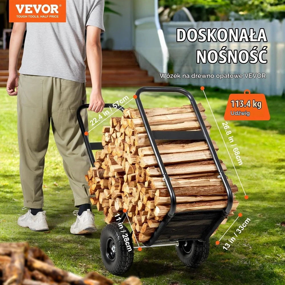 VEVOR malkų transportavimo vežimėlis 113 kg su poliuretano ratais FC1359 W/C-SYT