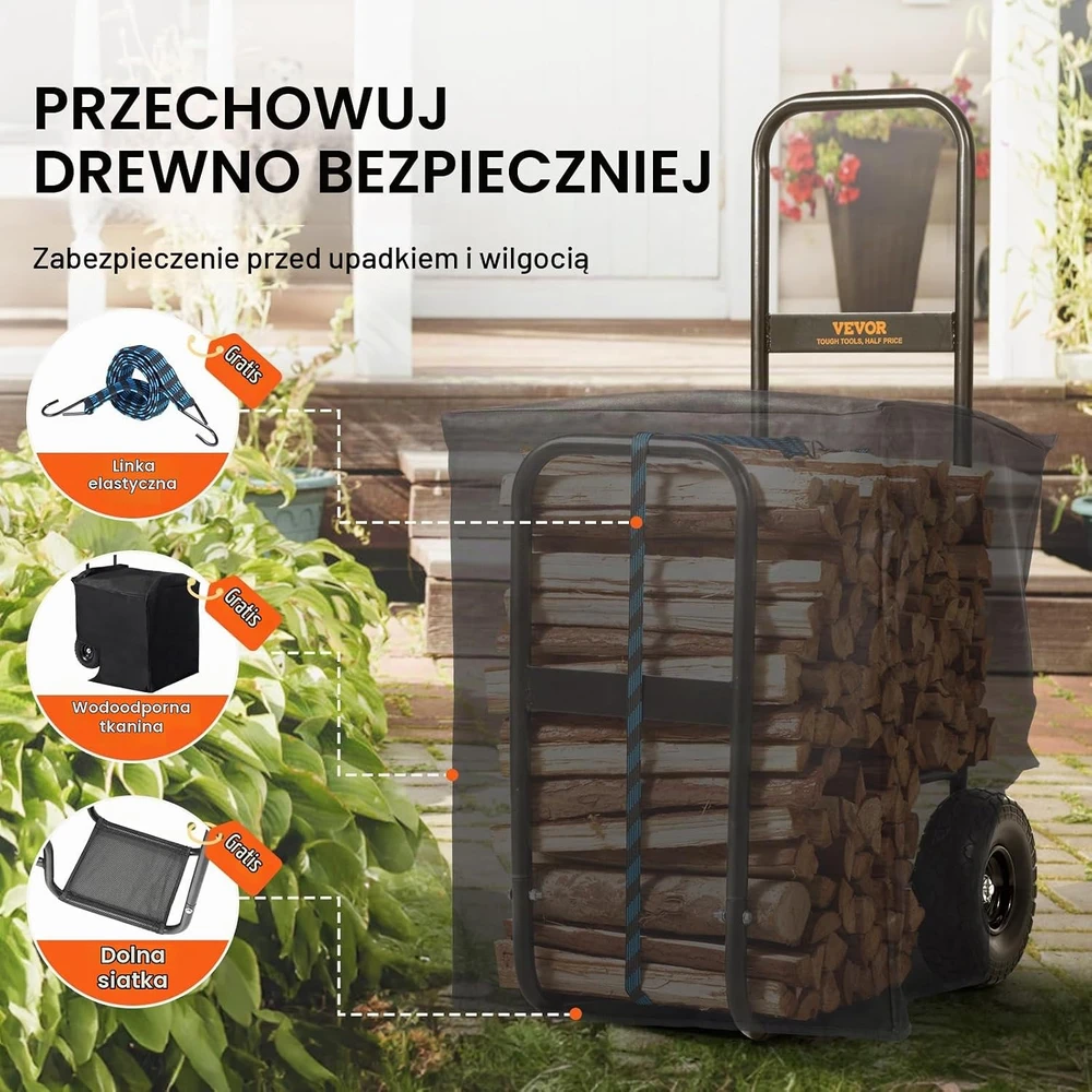 VEVOR malkų transportavimo vežimėlis 113 kg su poliuretano ratais FC1359 W/C-SYT
