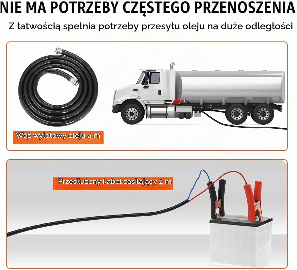VEVOR nešiojamas dyzelino perpylimo siurblys 12 V, 37,8 l/min, DCFD40A