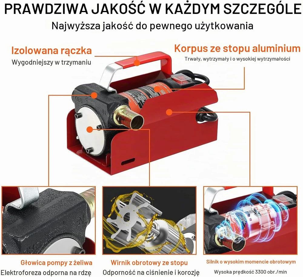 VEVOR nešiojamas dyzelino perpylimo siurblys 12 V, 37,8 l/min, DCFD40A