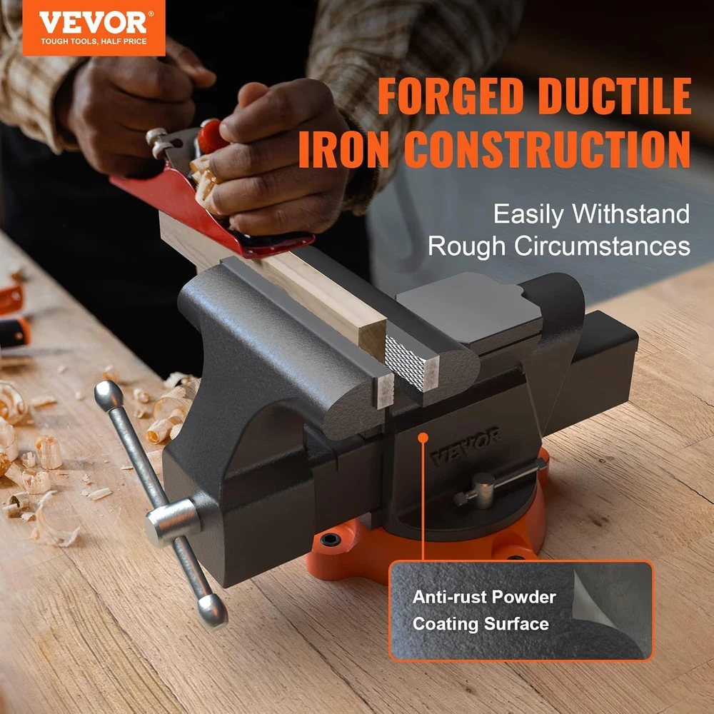 VEVOR stalinis spaustuvas 15,2 cm su 360° pasukamu pagrindu ir priekalu 6 Bench Vise