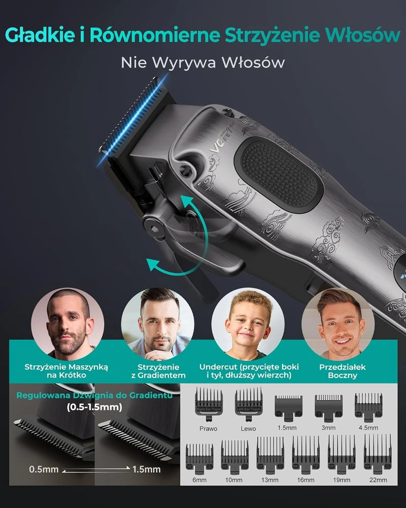 VGRPRO plaukų kirpimo mašinėlė V-007, belaidė, 7000 aps./min., USB-C