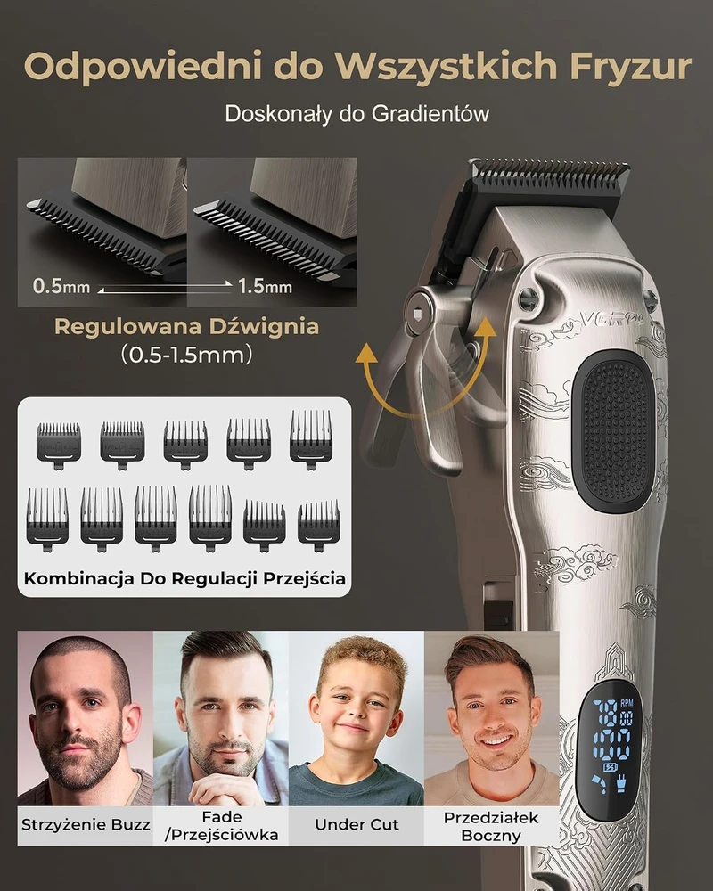 VGRPRO plaukų kirpimo mašinėlės ir trimerio rinkinys su USB-C įkrovimu V-007 V-109