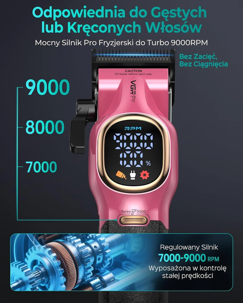 VGRPRO plaukų kirpimo mašinėlės ir trimerio rinkinys V-886C V-886T su DLC ašmenimis