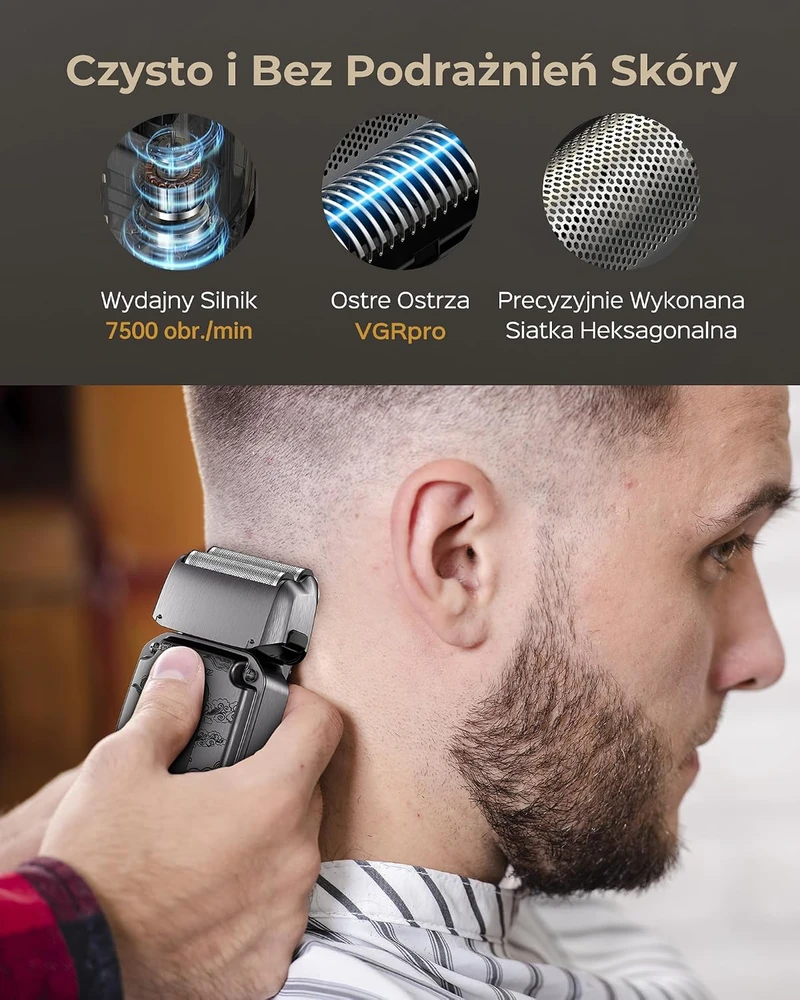 VGRPRO plaukų kirpimo mašinėlių, trimerio ir folijinio skustuvo rinkinys V-007 V-109 V-337