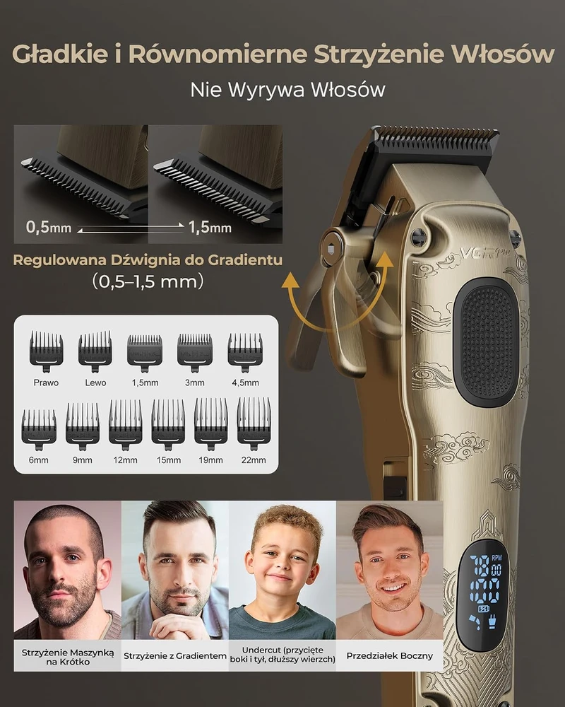 VGRPRO plaukų priežiūros rinkinys su kirpimo mašinėle, trimeriu ir folijos skutimosi aparatu V-007 V-109 V-337