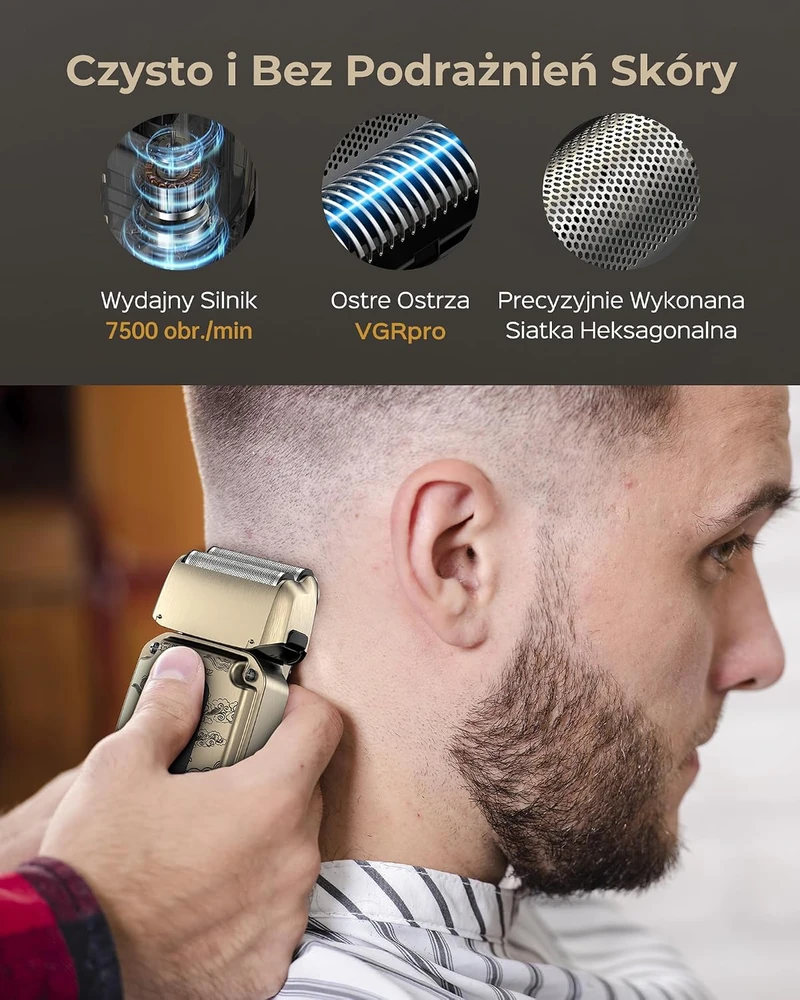 VGRPRO plaukų priežiūros rinkinys su kirpimo mašinėle, trimeriu ir folijos skutimosi aparatu V-007 V-109 V-337