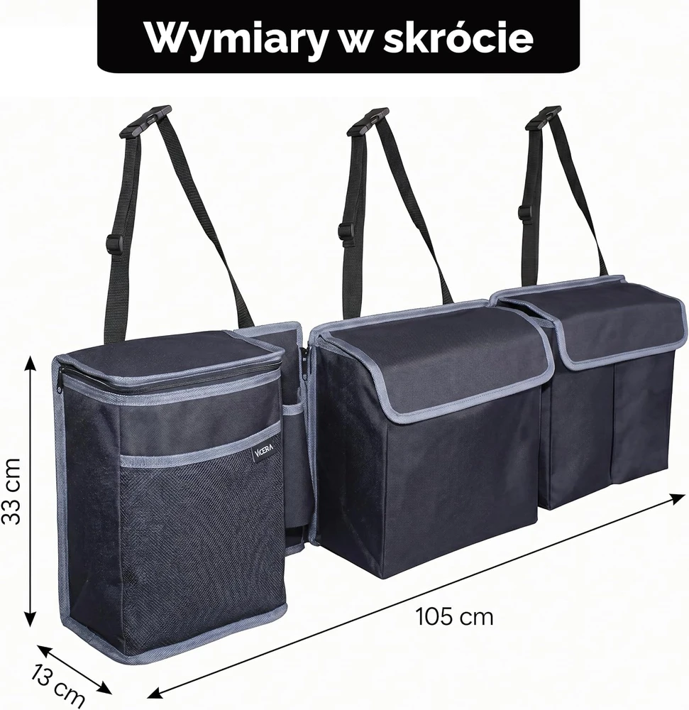 Vicera automobilio bagažinės organizatorius su šaltkrepšiu ir 3 skyriais, KoXL
