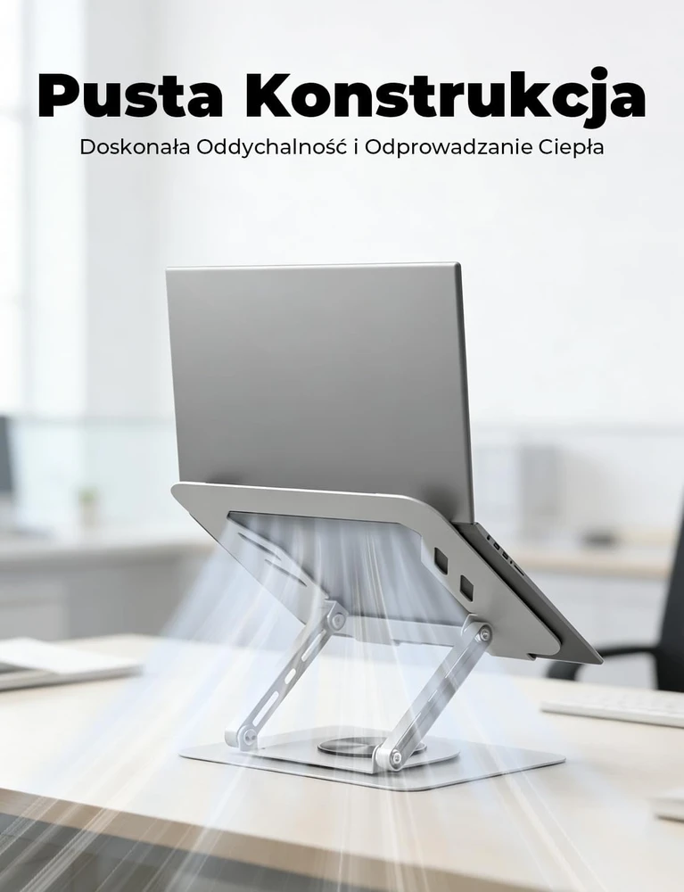 Vihoom reguliuojamas nešiojamojo kompiuterio stovas su 360° pasukamu pagrindu L189