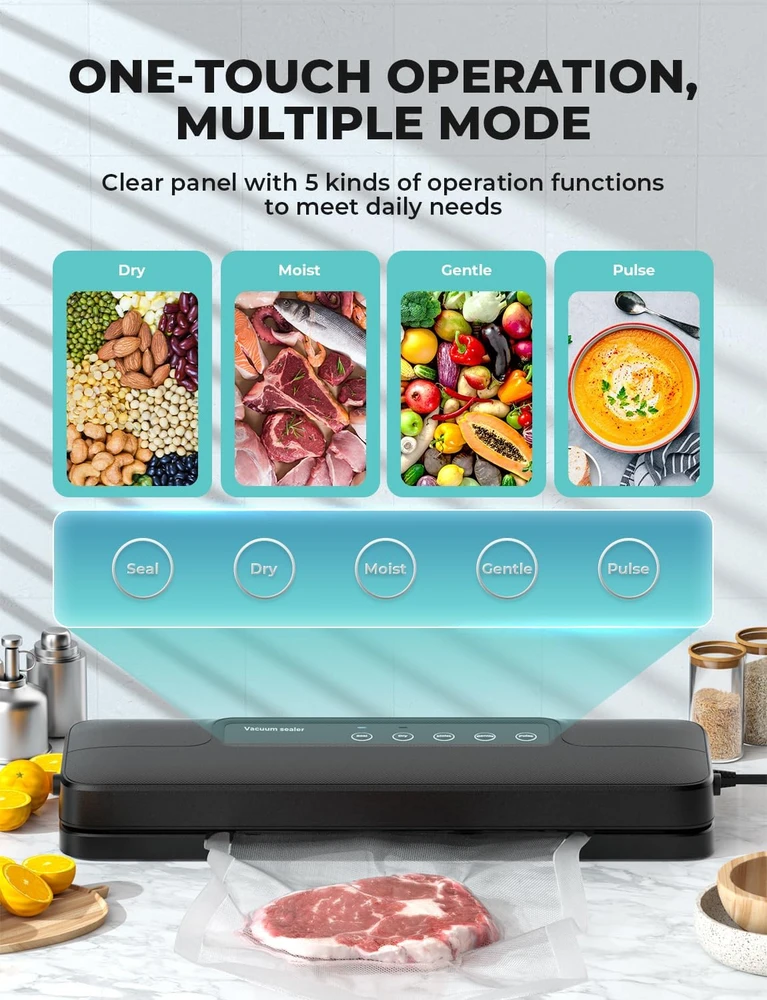 Vihoom vakuuminio pakavimo aparatas 110 W, ABS, sauso ir drėgno režimo, pusiau automatinis