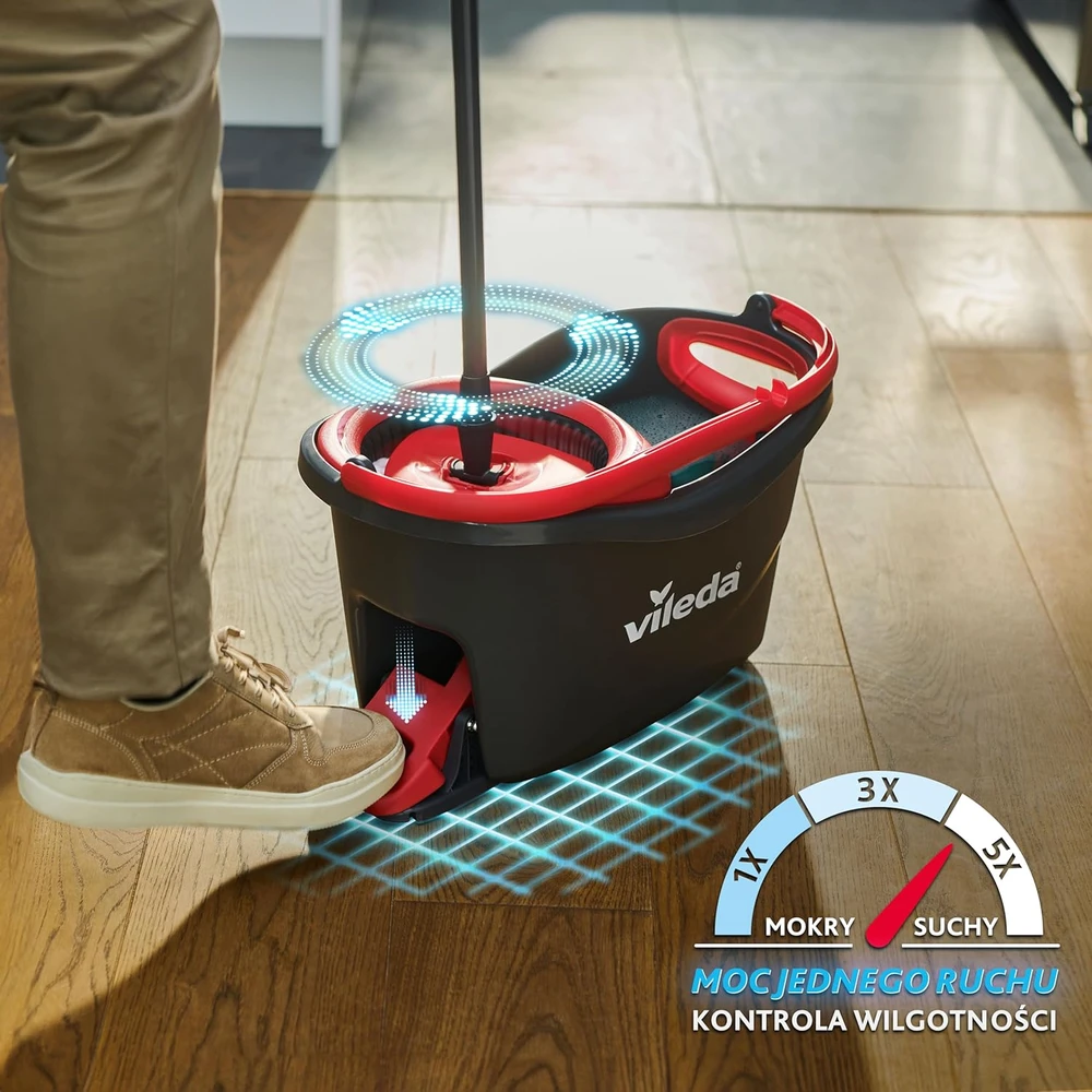 Vileda grindų valymo rinkinys su besisukančiu mopu ir mikropluošto šluoste Turbo 2in1