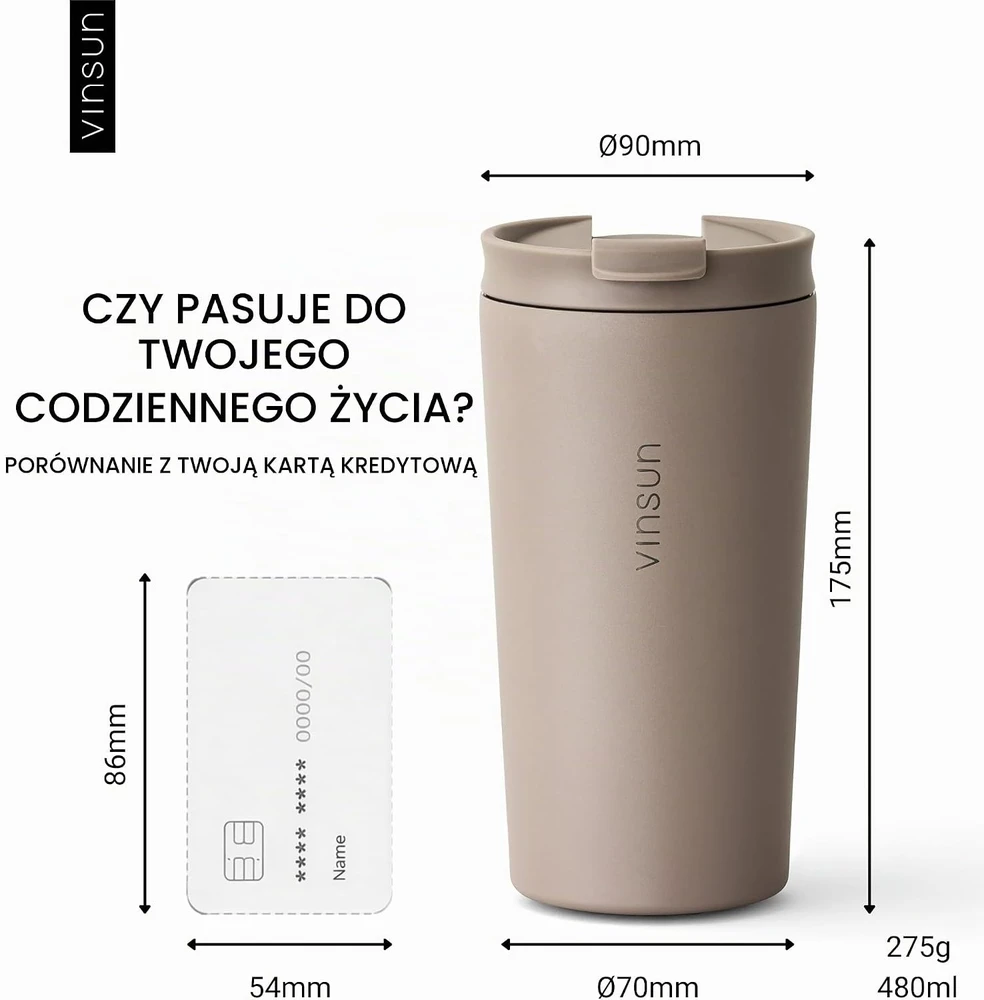 VINSUN kelioninis termo puodelis, 480 ml, VS_ST_AJ