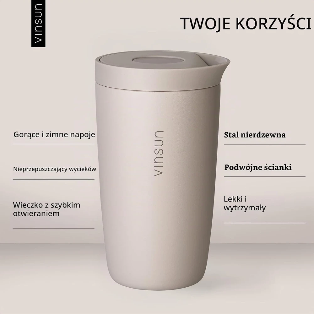 VINSUN termopuodelis iš nerūdijančiojo plieno 350 ml, sandarus, VS_VM_BA