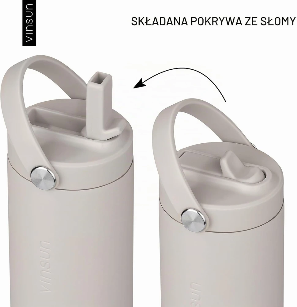 VINSUN termosas su šiaudeliu 750 ml, dvigubų sienelių, nerūdijančiojo plieno VS_SB_DA