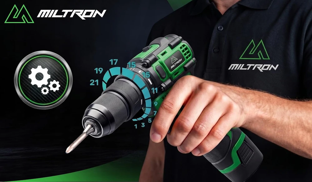 Virella akumuliatorinis bešepetėlis gręžtuvas-suktuvas 50 Nm, 16,8 V, MILTRON LITE