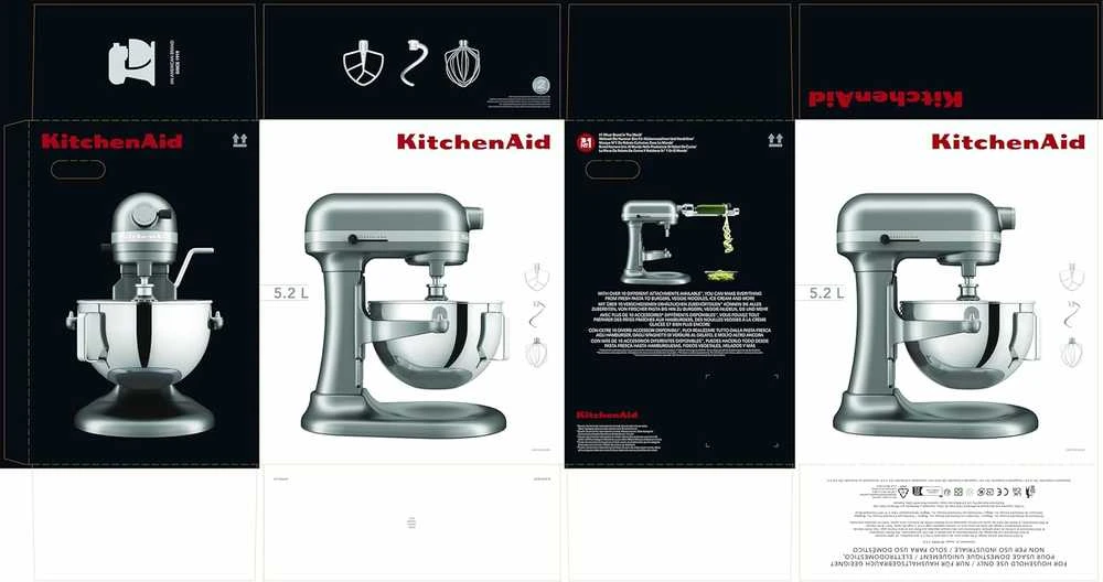 Virtuvinis kombainas KitchenAid Heavy Duty planetarinis maišytuvas su pakeliama 5,2 l metaline misa, sidabro spalvos