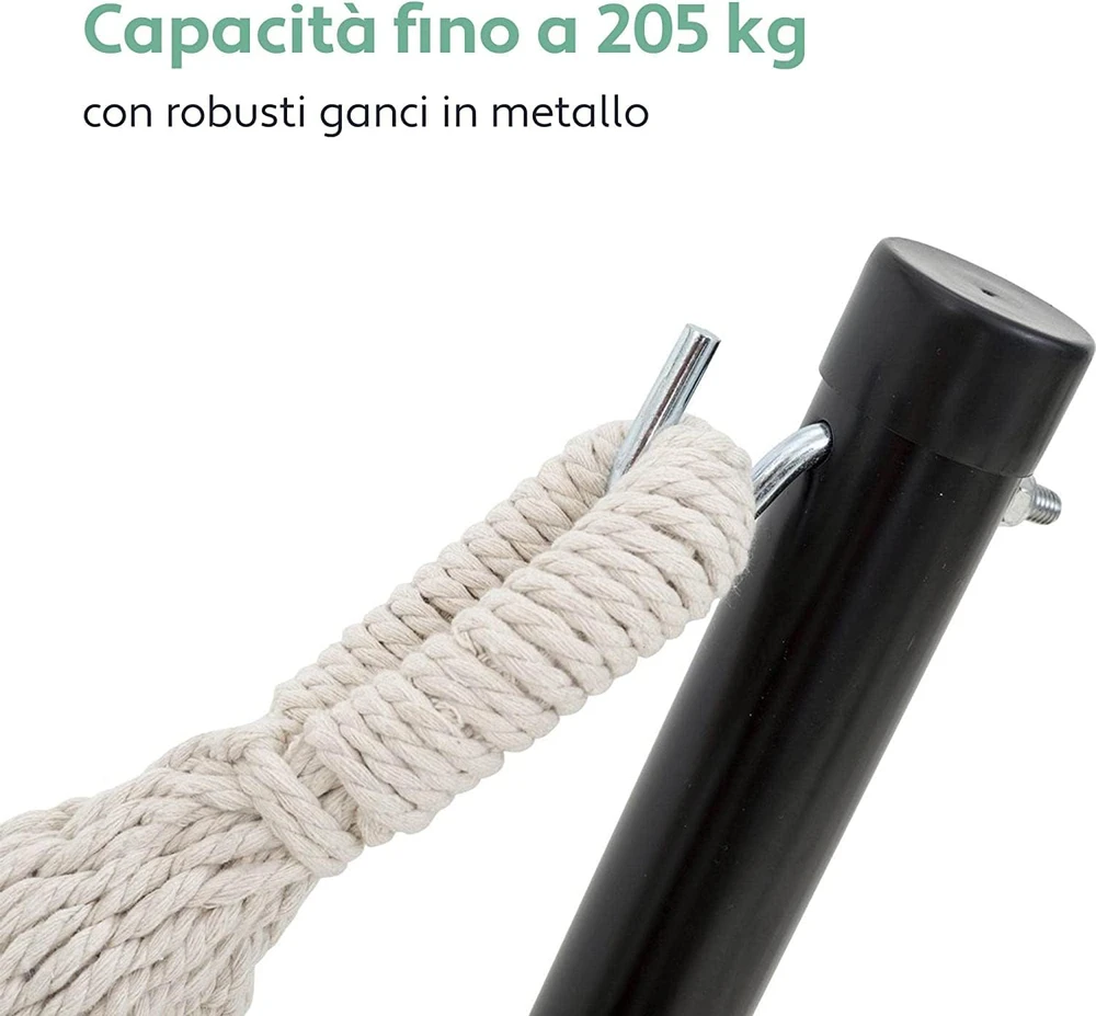 VITA5 metalinis hamako stovas, reguliuojamas, iki 205 kg, 2,9 m, juodas, 5437345