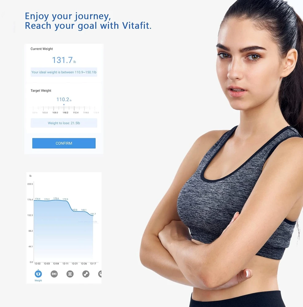 Vitafit išmaniosios kūno sudėties svarstyklės Bluetooth 182 kg, modelis VT7018