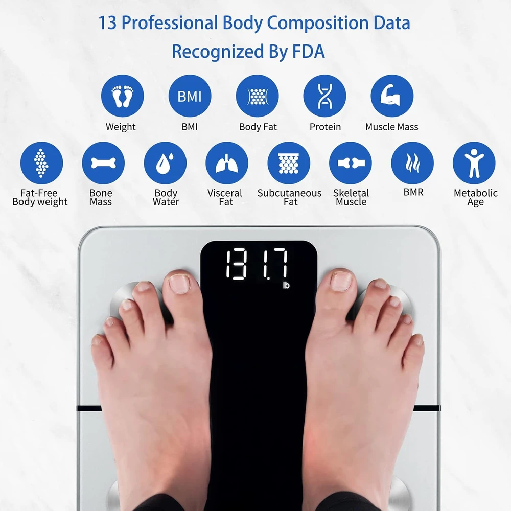 Vitafit išmaniosios kūno sudėties svarstyklės Bluetooth 182 kg, modelis VT7018