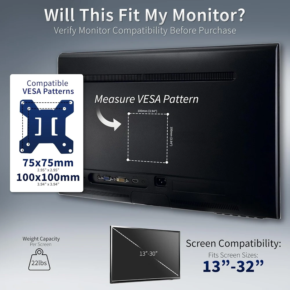 VIVO dvigubas monitorių stovas iki 32 colių ekranams, 10 kg, STAND-V002FG