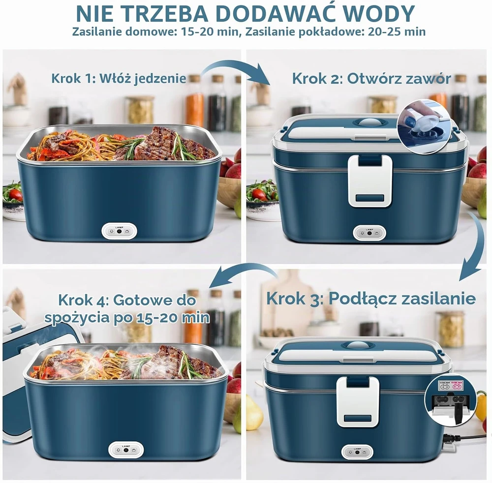 VIYSPNV elektrinė pietų dėžutė automobiliui ir biurui, 1,8 l, 120 W
