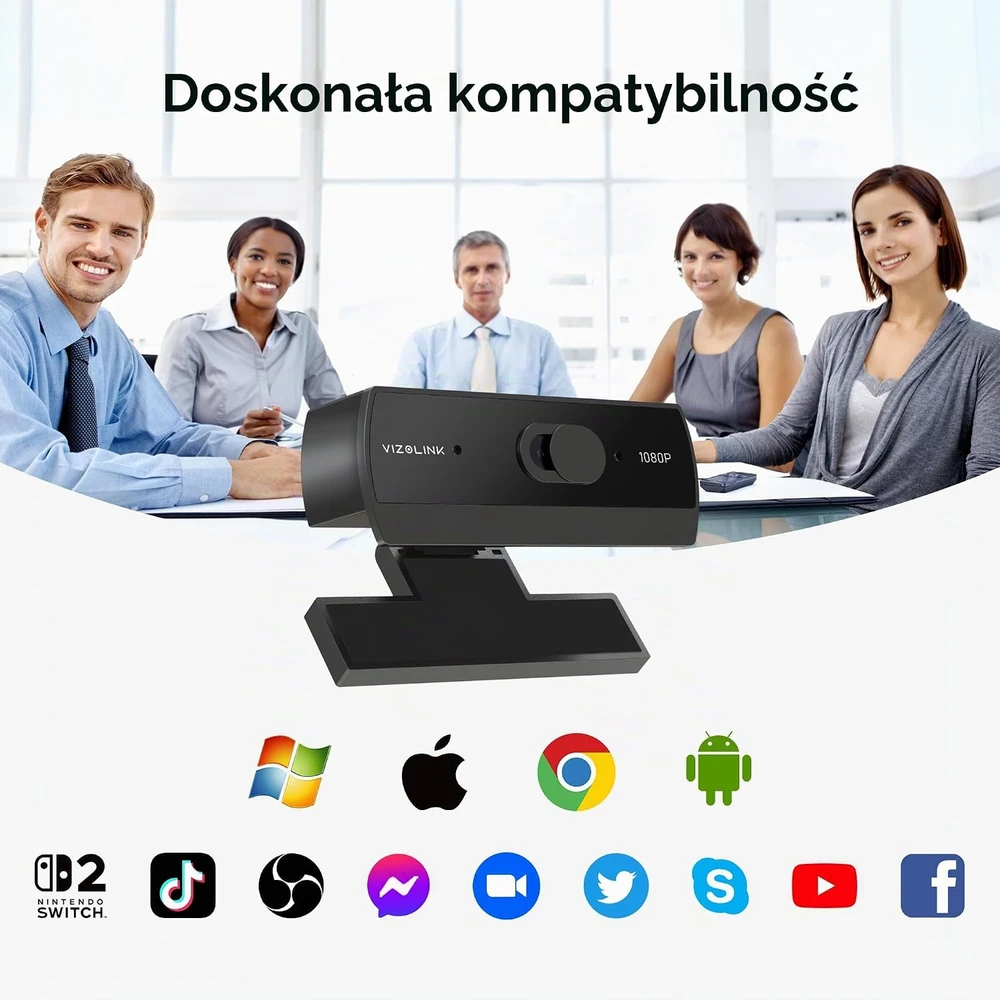 VIZOLINK internetinė kamera Full HD 1080p 30 fps su dvigubu mikrofonu W2N