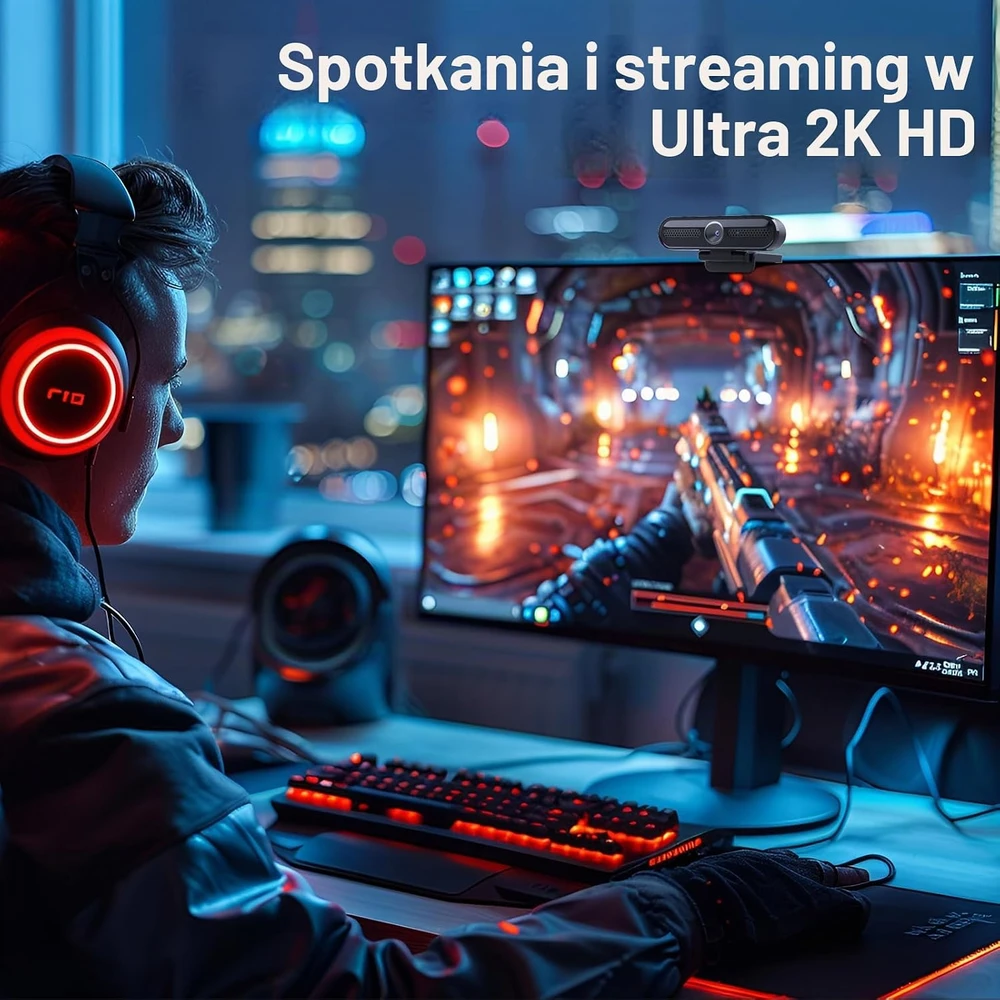 VIZOLINK internetinė kamera W4DS 2K ir 1080p 60 k./s su stereo mikrofonu, USB