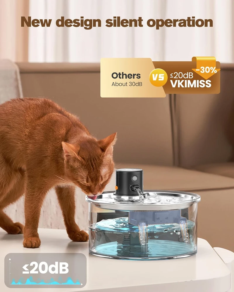 VKIMISS belaidis kačių vandens fontanas 3,2 l su judesio jutikliu W1