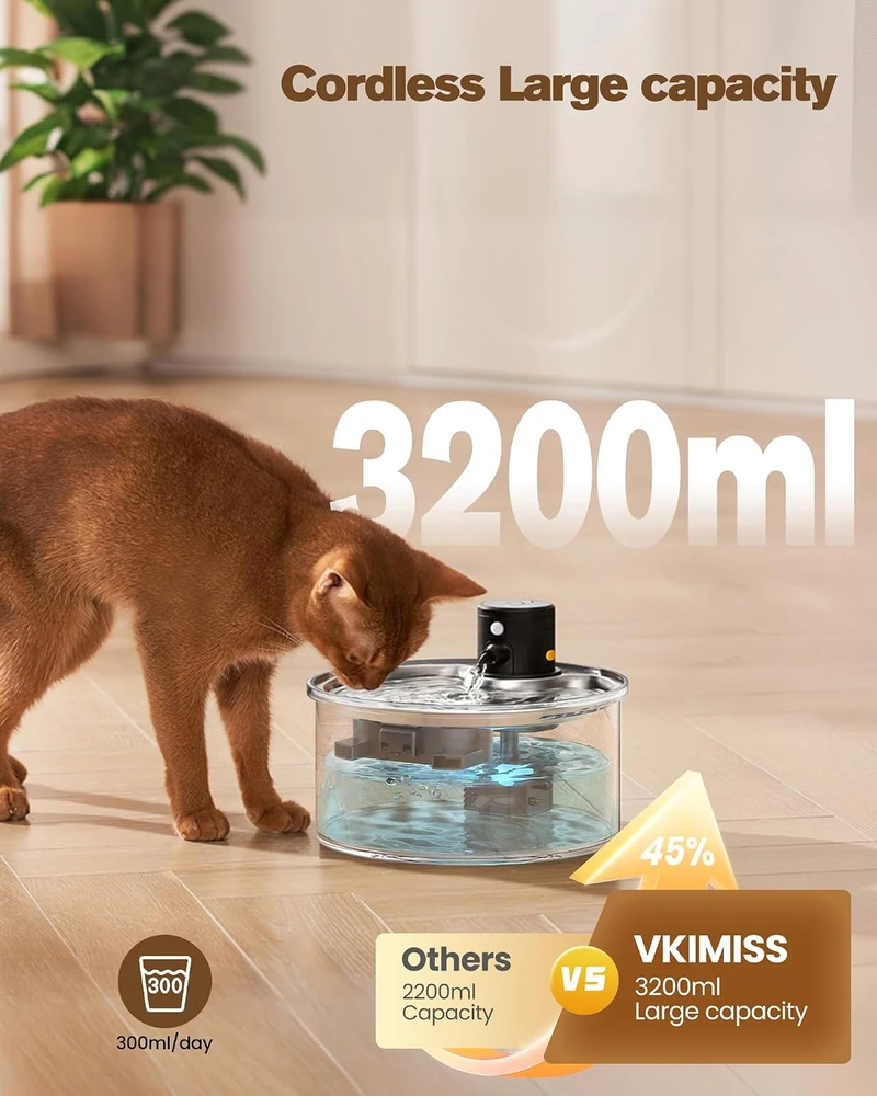 VKIMISS belaidis vandens fontanas katėms ir šunims 3,2 l W1-pro