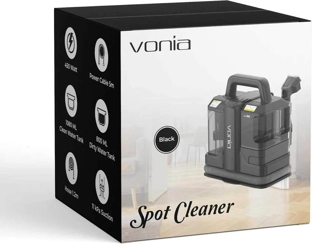Vonia tekstilės plovimo dulkių siurblys 450 W, 1,3 l talpa, juodas, VON-TARIJ