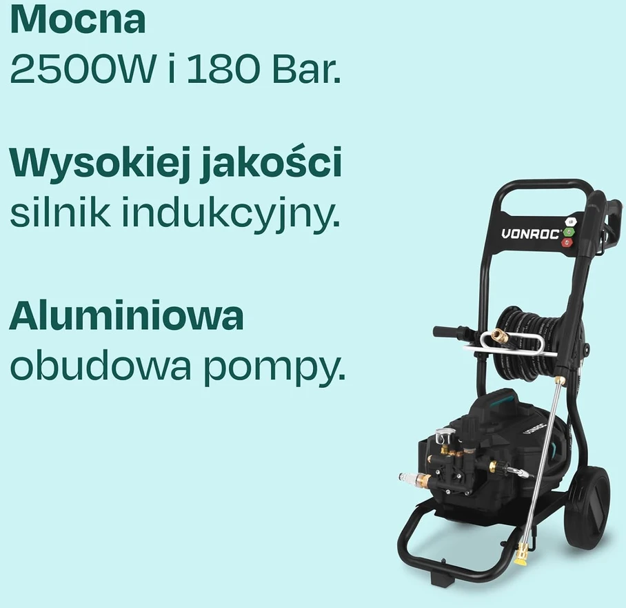VONROC aukšto slėgio plovimo įrenginys 2500 W 180 bar 15 m žarna PRO V25-3
