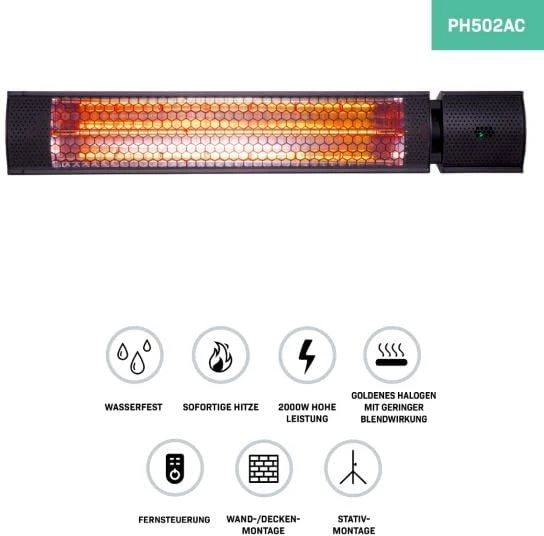 VONROC lauko infraraudonųjų spindulių šildytuvas 2000 W IP65 PH502/03