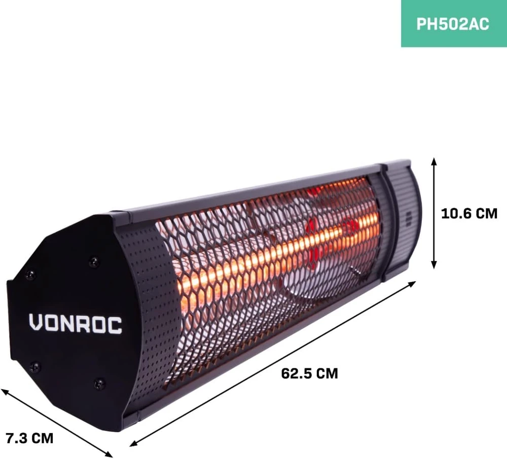 VONROC lauko infraraudonųjų spindulių šildytuvas 2000 W IP65 PH502/03