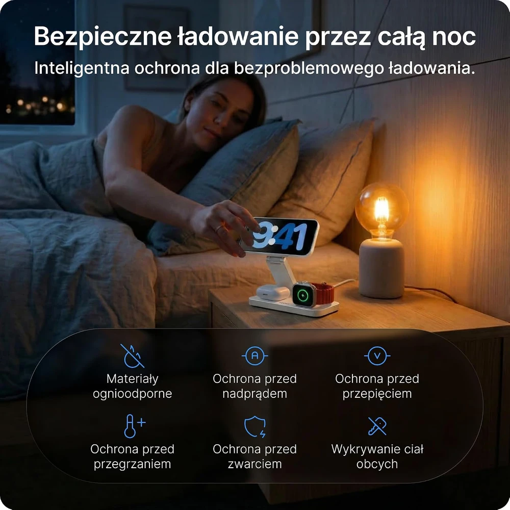 Voomy belaidė įkrovimo stotelė 3 viename, 15 W, Qi, USB-C, W3S