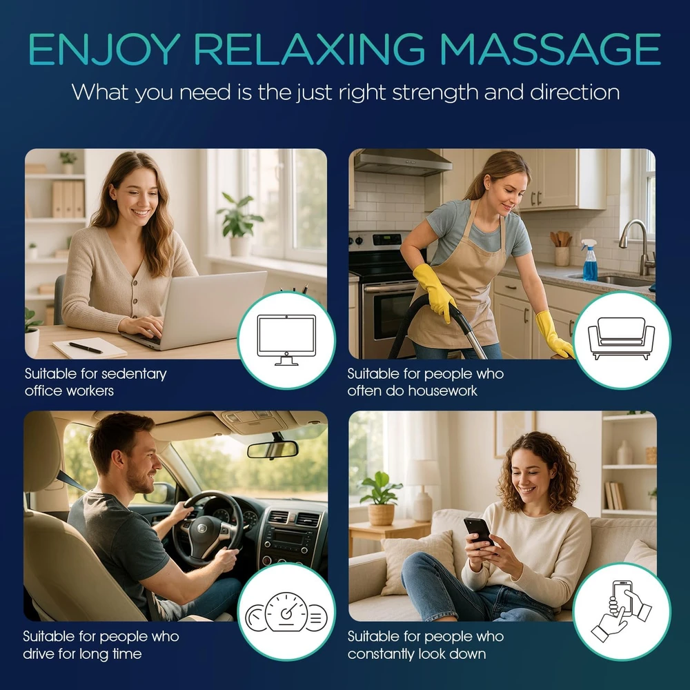 VOYOR-HEALTH Shiatsu masažinė pagalvė kaklui ir nugarai su šildymu, 6 mazgais YZ100
