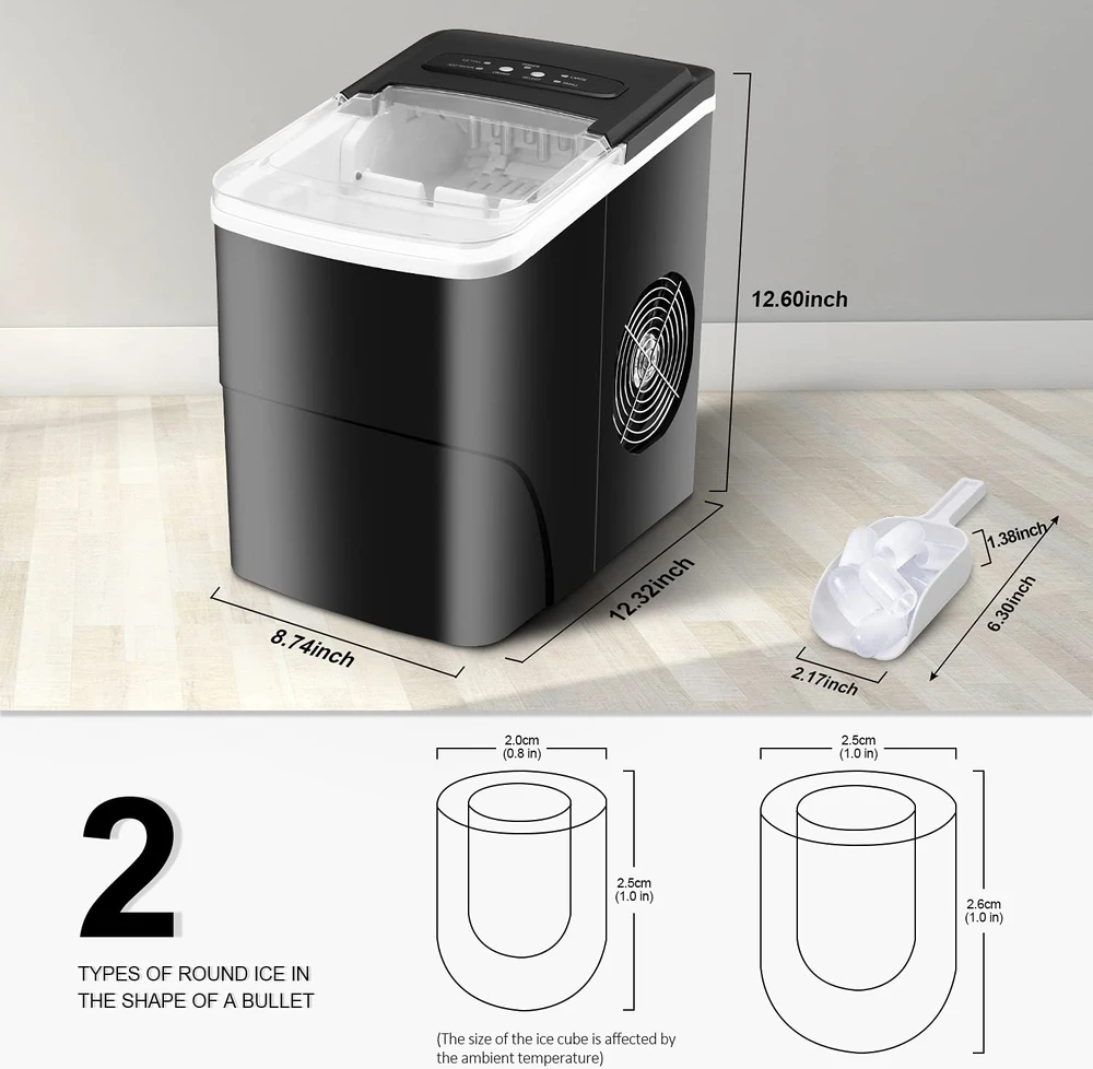 Vpcok Direct ledo kubelių gaminimo aparatas, 12 kg/24h, 95 W, 2.2 l talpa, HZB-12/B