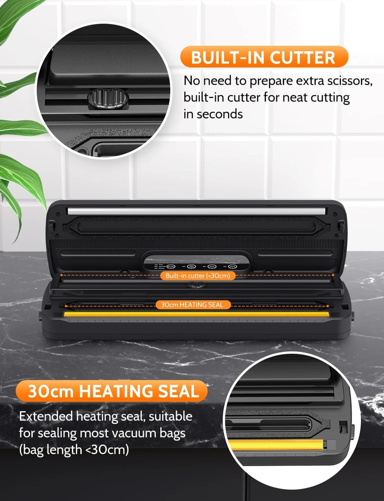 Vpcok Direct maisto vakuumavimo aparatas, 110 W, su integruotu peiliu, automatinis, ABS korpusas
