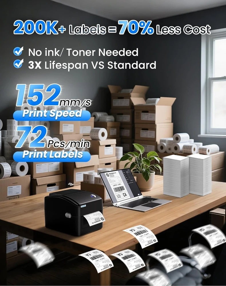 vretti etikečių spausdintuvas Bluetooth, terminis, 203 dpi, USB/Bluetooth ryšys, 420B