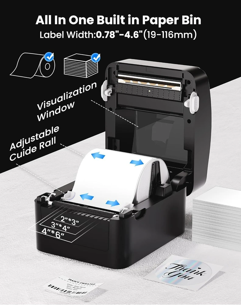 vretti etikečių spausdintuvas Bluetooth, terminis, 203 dpi, USB/Bluetooth ryšys, 420B