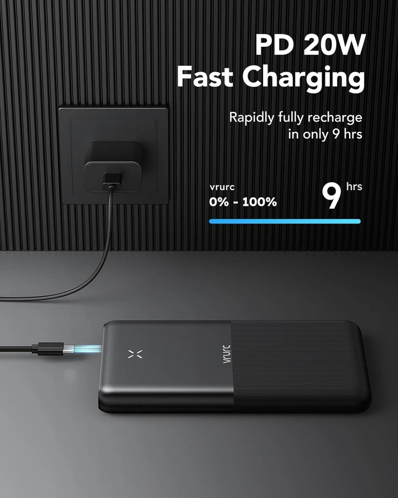 VRURC išorinė baterija 30000 mAh, 22,5 W, USB-C, 4 išvestys, T3016