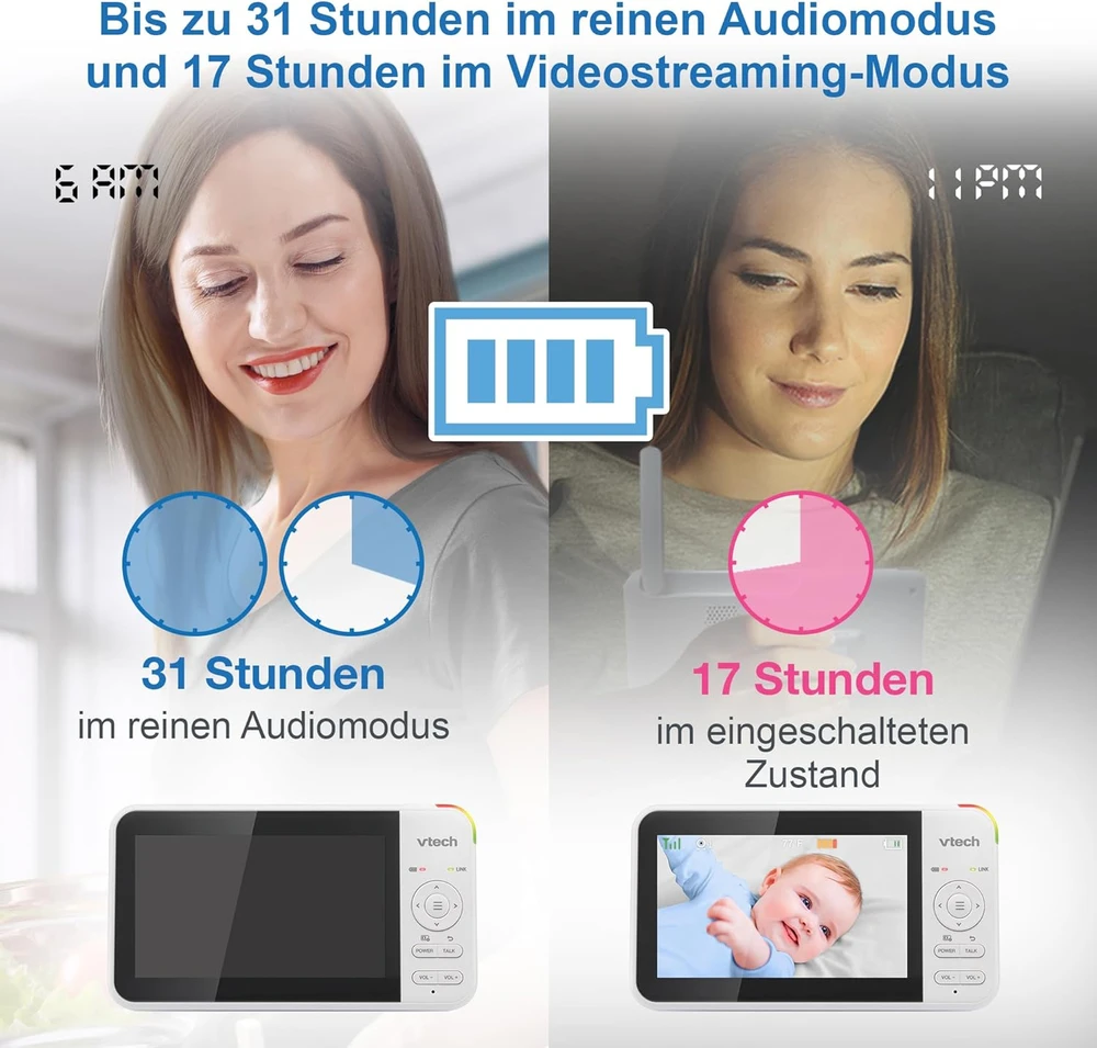 VTech elektroninė vaizdo auklė su 5 col. ekranu, Wi-Fi ir naktiniu matymu VM924