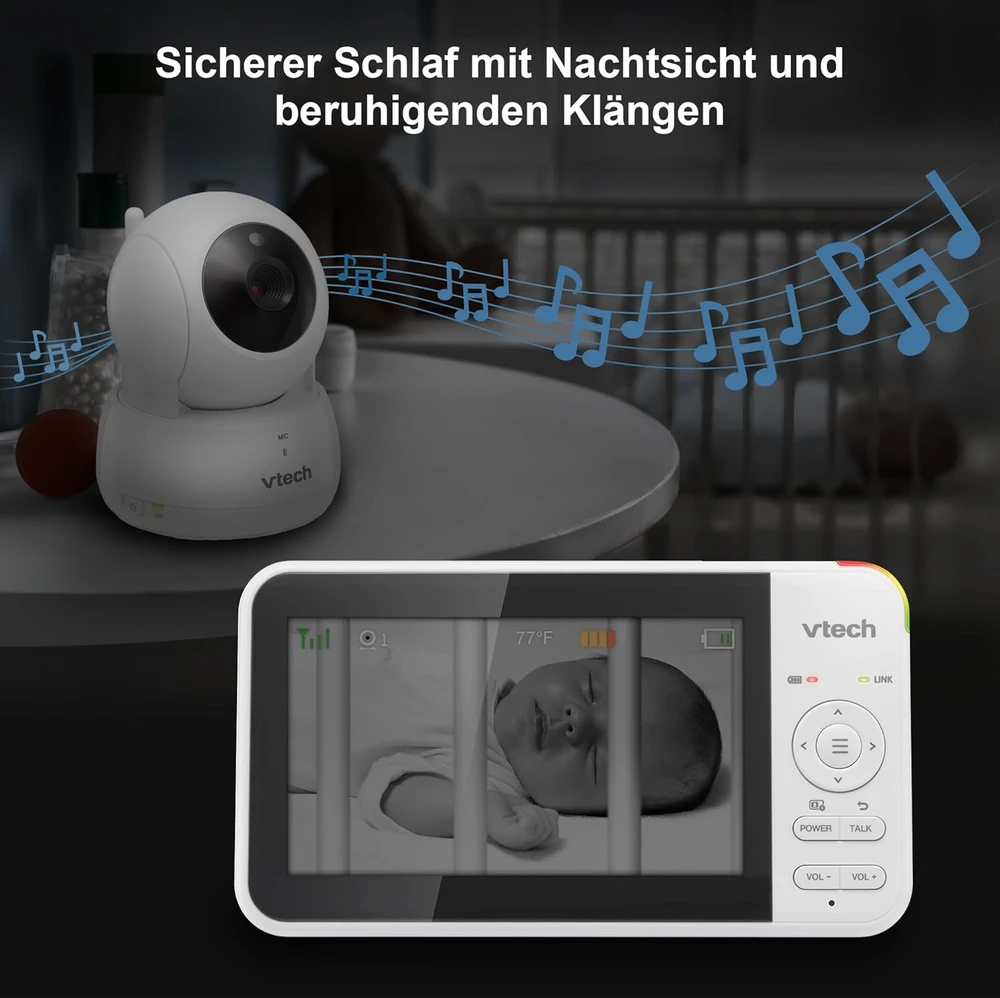 VTech elektroninė vaizdo auklė su 5 col. ekranu, Wi-Fi ir naktiniu matymu VM924