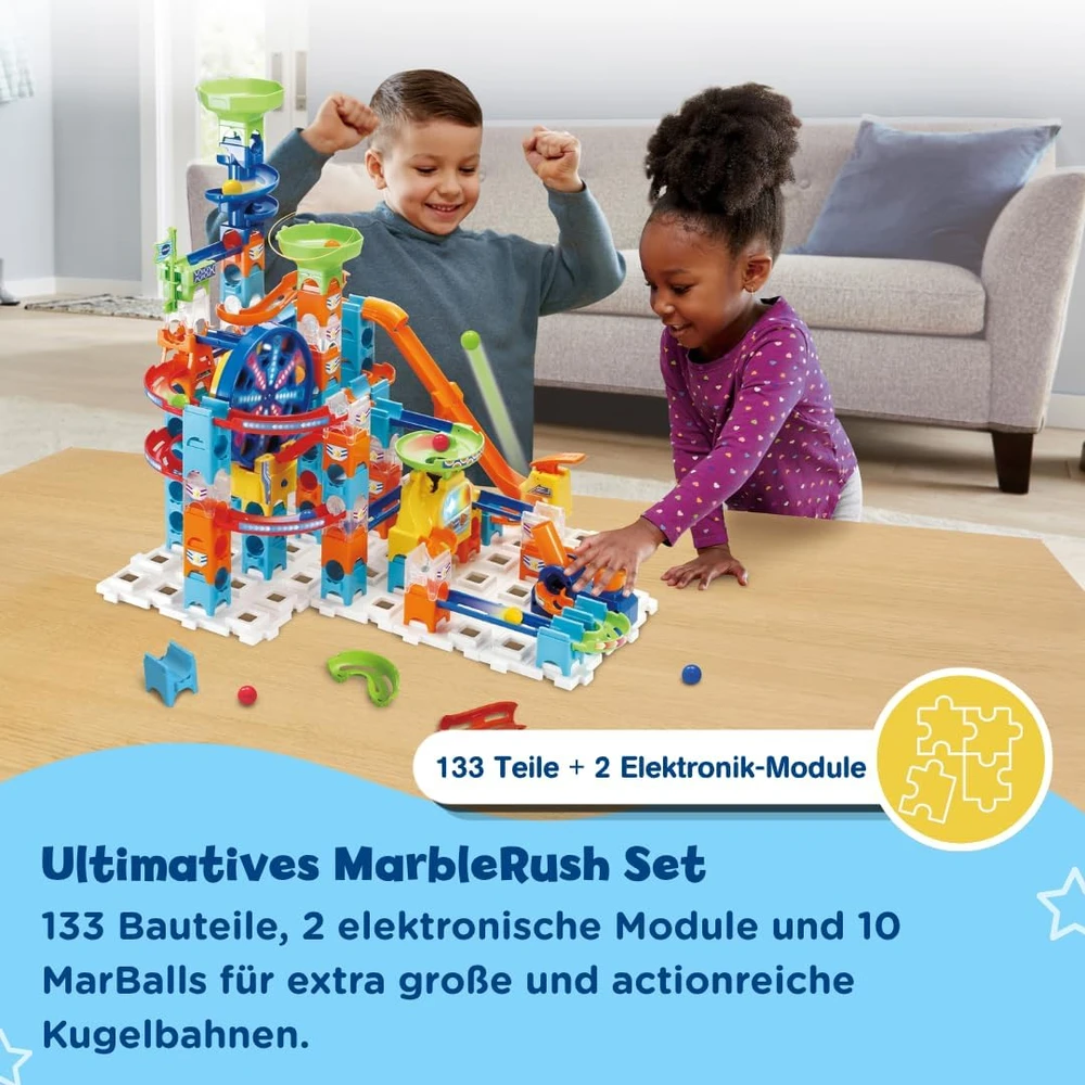 VTech Marble Rush Ultimate elektroninis rutuliukų takelis su 135 detalėmis, 4–12 m., 80-542349