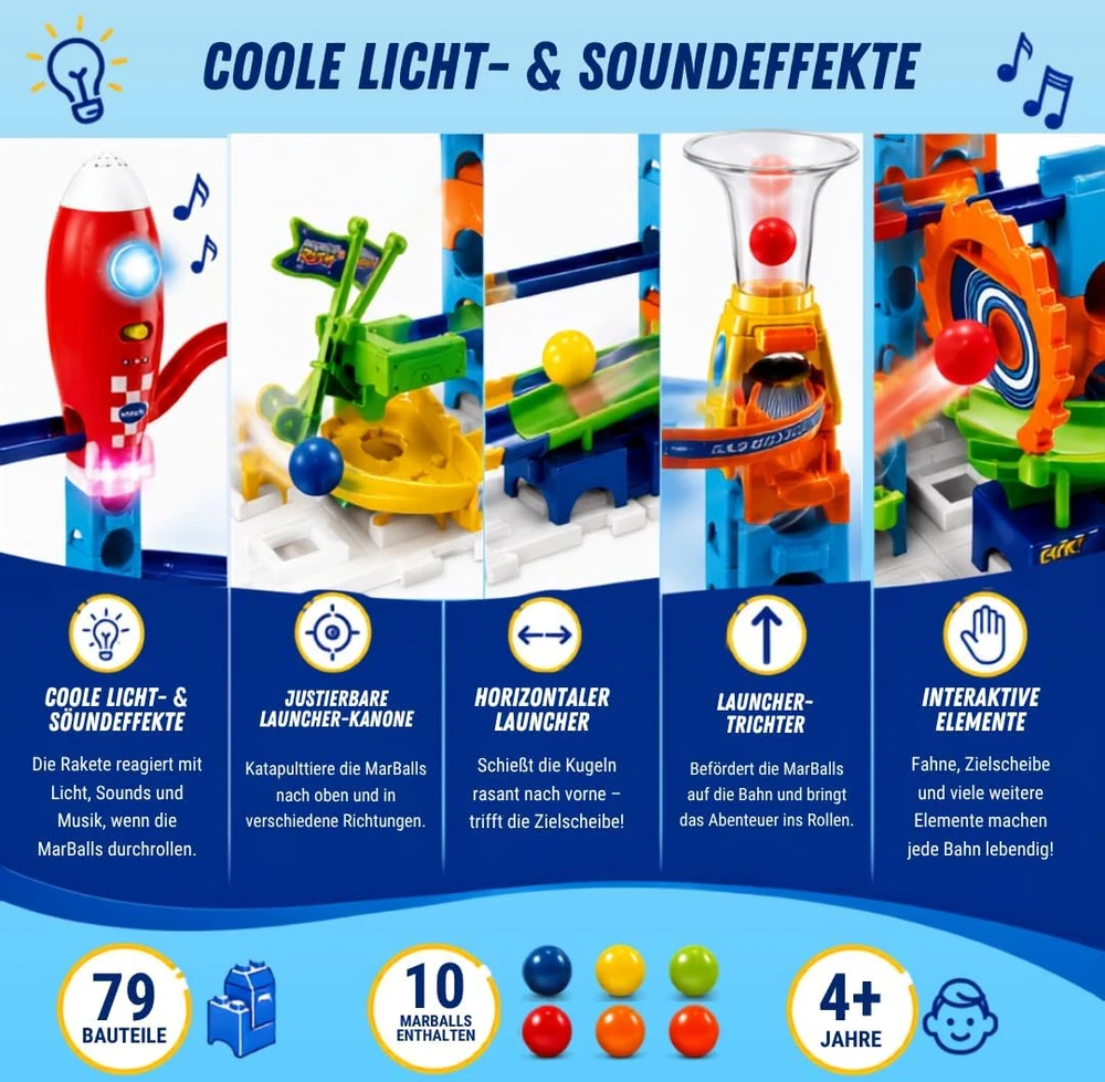 VTech rutuliukų trasa Marble Rush Rocket Set M100 su garso efektais, nuo 4 metų, 80-542249