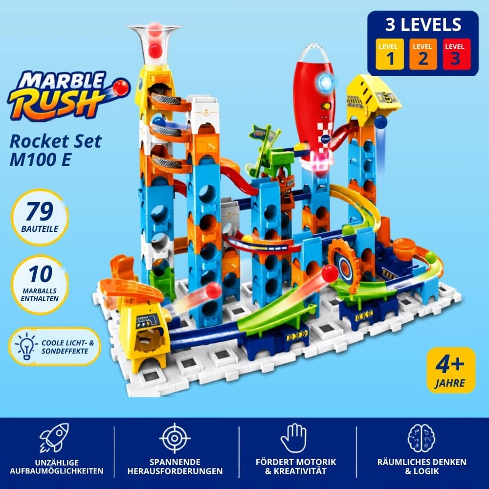 VTech rutuliukų trasa Marble Rush Rocket Set M100 su garso efektais, nuo 4 metų, 80-542249