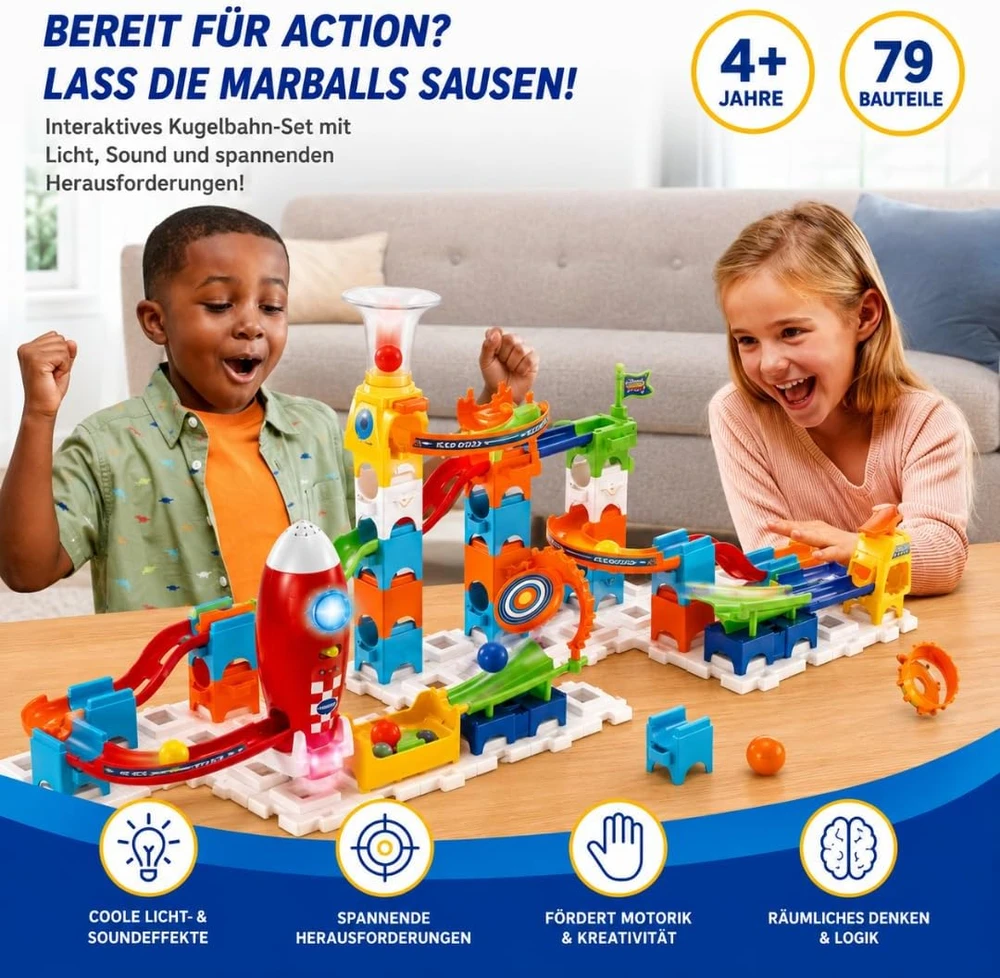 VTech rutuliukų trasa Marble Rush Rocket Set M100 su garso efektais, nuo 4 metų, 80-542249